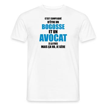 c'est compliqué d'être un bogosse et avocat - T-shirt homme - blanc - Devant - AI Model Male 178 dark (178cm)