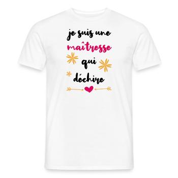 Je suis une maîtresse qui déchire retraite cadeau - T-shirt homme - blanc - Devant - AI Model Male 178 dark (178cm)