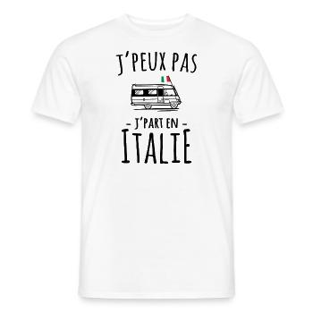 J'peux pas je part en italie - cadeau voyage - T-shirt homme - blanc - Devant - AI Model Male 178 dark (178cm)