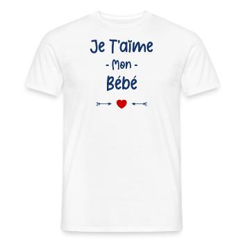 Je t'aime mon Bébé - T-shirt homme - blanc - Devant - AI Model Male 178 dark (178cm)