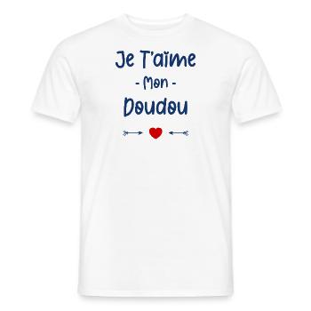 Je t'aime mon Doudou - T-shirt homme - blanc - Devant - AI Model Male 178 dark (178cm)