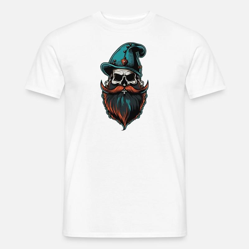 Vecchia barba del teschio - T-shirt uomo - bianco