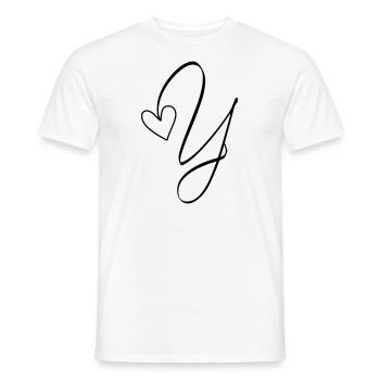 Letter Y Ypsilon Letter-Y Calligraphy - Men's T-Shirt - white - Front - AI Model Male 178 dark (178cm)