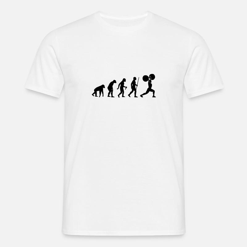 Human Evolution Weightlifting - Männer T-Shirt - Weiß