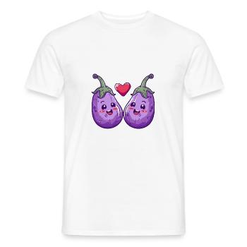 Aubergine Paar Liebe Herz Comic - Männer T-Shirt - Weiß - Vorne - AI Model Male 178 dark (178cm)