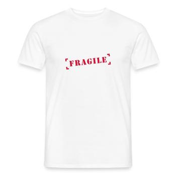 fragile achtung Vorsicht zerbrechlich - Men's T-Shirt - white - Front - AI Model Male 178 dark (178cm)