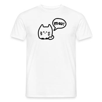 Katze mauzt - line - Männer T-Shirt - Weiß - Vorne - AI Model Male 178 dark (178cm)