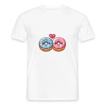Donuts Paar Liebe Herz Valentinstag - Männer T-Shirt - Weiß - Vorne - AI Model Male 178 dark (178cm)