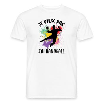 Je peux pas j'ai Handball - T-shirt homme - blanc - Devant - AI Model Male 178 dark (178cm)