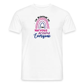 LGBTQ Pride Bisexual Nervous Around Everyone - Men's T-Shirt - white - Front - AI Model Male 178 dark (178cm)