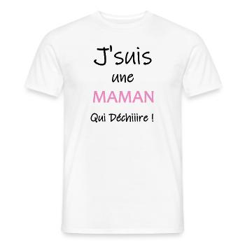 J'suis une maman qui déchire - T-shirt homme - blanc - Devant - AI Model Male 178 dark (178cm)