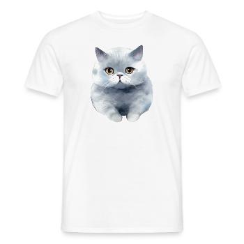Aquarelle britannique à poil court - T-shirt homme - blanc - Devant - AI Model Male 178 dark (178cm)