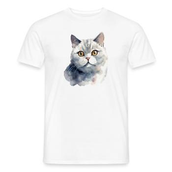 Aquarelle britannique à poil court - T-shirt homme - blanc - Devant - AI Model Male 178 dark (178cm)