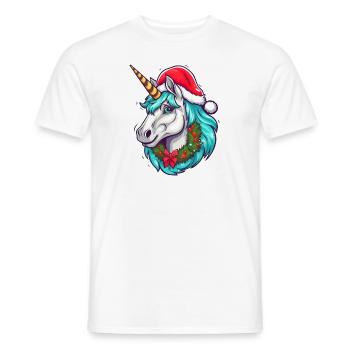 Einhorn zu Weihnachten - Männer T-Shirt - Weiß - Vorne - AI Model Male 178 dark (178cm)