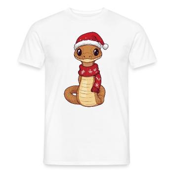 Snake Cobra Christmas Comic - Men's T-Shirt - white - Front - AI Model Male 178 dark (178cm)