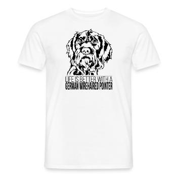 German Wirehaired Pointer life is better Wilsigns - Männer T-Shirt - Weiß - Vorne - AI Model Male 178 dark (178cm)