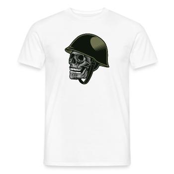 Skull with soldier's helmet - Men's T-Shirt - white - Front - AI Model Male 178 dark (178cm)