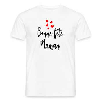 FÊTE DES MÈRES. BONNE FÊTE MAMAN. MAMAN - T-shirt homme - blanc - Devant - AI Model Male 178 dark (178cm)