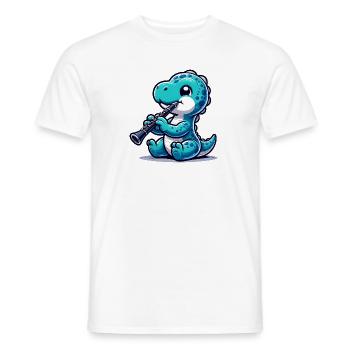 Dino Flötist Niedliches Design - Männer T-Shirt - Weiß - Vorne - AI Model Male 178 dark (178cm)