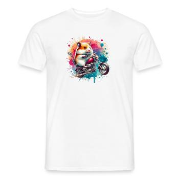 Motard hamster cool sur le design du chopper - T-shirt homme - blanc - Devant - AI Model Male 178 dark (178cm)