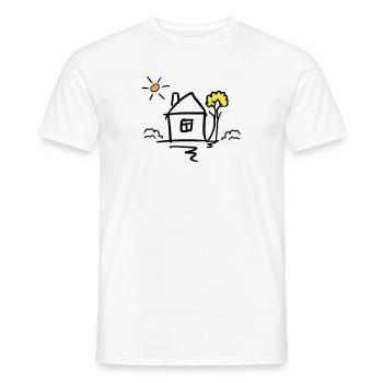 Haus mit Baum und Sonne. Zeichnung. Handgezeichnet - Männer T-Shirt - Weiß - Vorne - AI Model Male 178 dark (178cm)