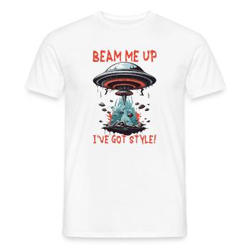 DRÔLE D’INVASION D’OVNI RÉTRO BEAM ME UP J’AI DU STYLE - T-shirt homme - blanc - Devant - AI Model Male 178 dark (178cm)