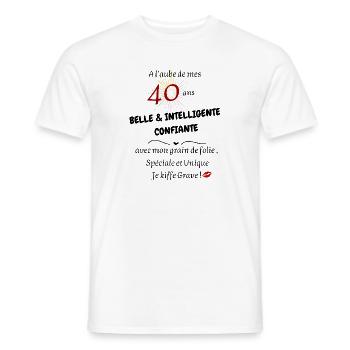 40 ans belle et inteligente - T-shirt homme - blanc - Devant - AI Model Male 178 dark (178cm)