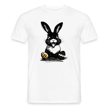 Happy Easter bunny with colorful Easter eggs - Men's T-Shirt - white - Front - AI Model Male 178 dark (178cm)