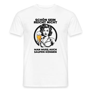 Schön sein reicht nicht – Saufshirt mit Humor - Männer T-Shirt - Weiß - Vorne - AI Model Male 178 dark (178cm)