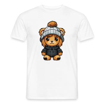 Lion Hiver Animal Bébé Bande Dessinée - T-shirt homme - blanc - Devant - AI Model Male 178 dark (178cm)