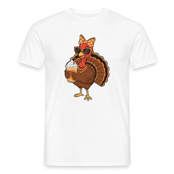 Turkey Coffee Lover Funny Thanksgiving Vibe - Men's T-Shirt - white - Front - AI Model Male 178 dark (178cm)