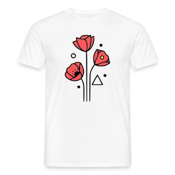 Coquelicots-coquelicots-minimaliste-Line-Art-4 - T-shirt homme - blanc - Devant - AI Model Male 178 dark (178cm)