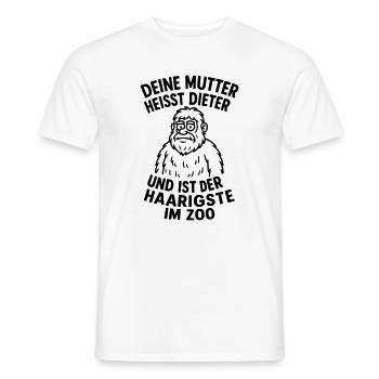 deine mudda dieter haarig - Männer T-Shirt - Weiß - Vorne - AI Model Male 178 dark (178cm)