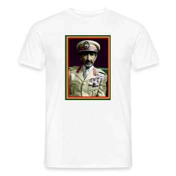 Haile Selassie I Jah Rastafari Rasta Reggae Roots - Men's T-Shirt - white - Front - AI Model Male 178 dark (178cm)