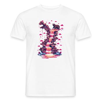 Pink waterfall with bear light - Men's T-Shirt - white - Front - AI Model Male 178 dark (178cm)
