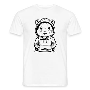 Sweat à capuche hamster Streetwear - T-shirt homme - blanc - Devant - AI Model Male 178 dark (178cm)
