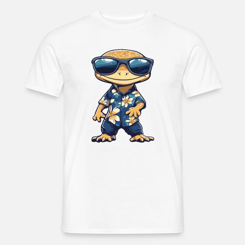Echse Comic Urlaub - Männer T-Shirt - Weiß
