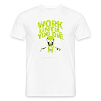 Working To The Death – Skull Style - Men's T-Shirt - white - Front - AI Model Male 178 dark (178cm)