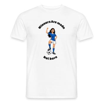 Sieg im Mädchenfußball in Aktion - Männer T-Shirt - Weiß - Vorne - AI Model Male 178 dark (178cm)