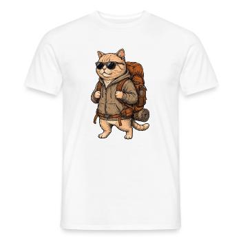 Walking Cat - Aventure en plein air - T-shirt homme - blanc - Devant - AI Model Male 178 dark (178cm)