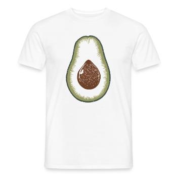 Avocado Botanische Linolschnitt Illustration - Männer T-Shirt - Weiß - Vorne - AI Model Male 178 dark (178cm)