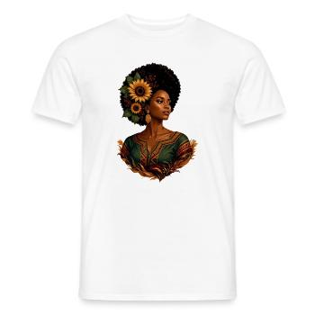 Afro Woman Sunflower Crown - Men's T-Shirt - white - Front - AI Model Male 178 dark (178cm)