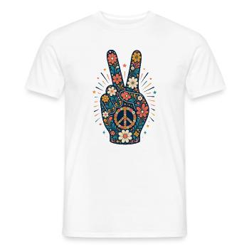 Floral Peace Sign Floral Style - Men's T-Shirt - white - Front - AI Model Male 178 dark (178cm)