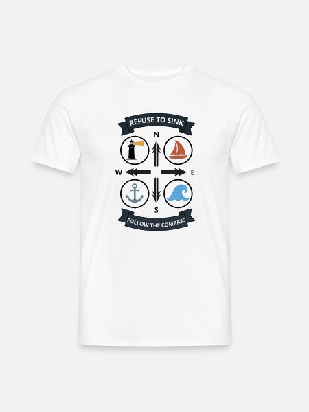 Refuse To Sink Vintage Nautical Compass Badge - Männer T-Shirt - Weiß
