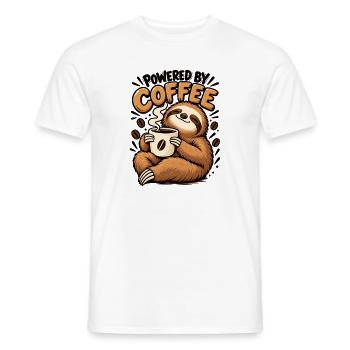 Powered by Coffee Faultier – Lustiges Kaffee Desig - Männer T-Shirt - Weiß - Vorne - AI Model Male 178 dark (178cm)
