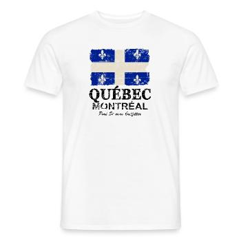 Québec Flag - Canada - Vintage Look - Men's T-Shirt - white - Front - AI Model Male 178 dark (178cm)