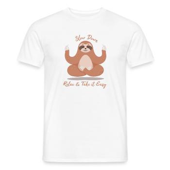 Sloth Slow Down, Relax & Take it Easy - Men's T-Shirt - white - Front - AI Model Male 178 dark (178cm)