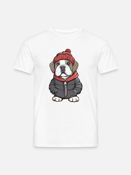 Mastiff Hund Winter - Männer T-Shirt - Weiß
