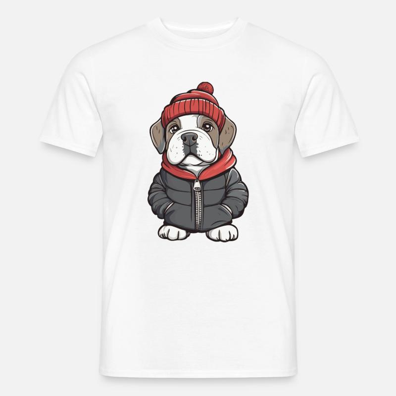 Mastiff Hund Winter - Männer T-Shirt - Weiß