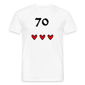 70 YEARS. 70th ANNIVERSARY. 70TH ANNIVERSARY - Men's T-Shirt - white - Front - AI Model Male 178 dark (178cm)